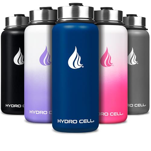 Image of HYDRO CELL Stainless Steel Insulated Water Bottle with Straw - For Cold & Hot Drinks - Metal Vacuum Flask with Screw Cap and Modern Leakproof Sport Thermos for Adults (Navy 32oz)