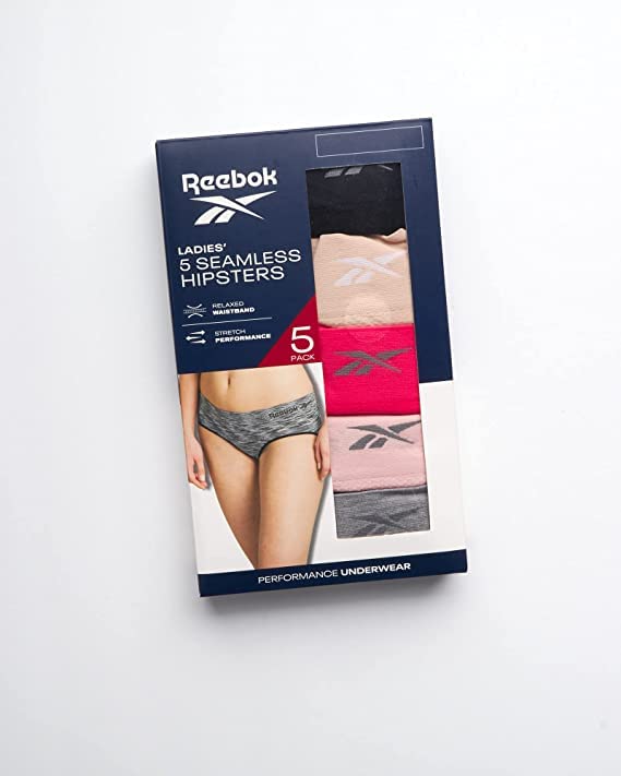Image of Reebok Womens Bikini Underwear - 5 Pack Soft Stretch Performance Tag Free Briefs Bikini Panties Seamless Underwear for Women