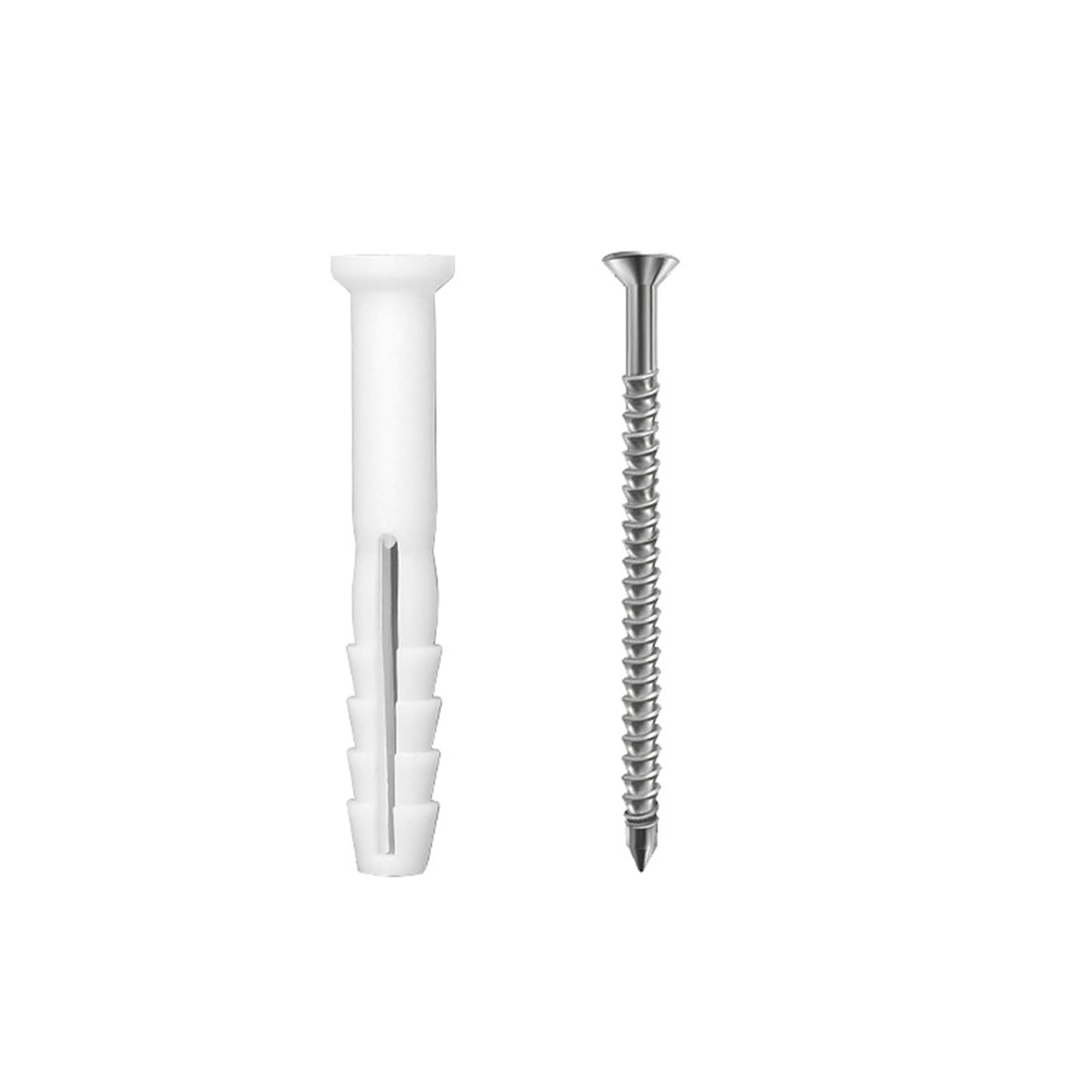 Fexxkg A 100Pcs Wall Plugs & Screws Set Tapping Screws Expansion Pipe Nchors Bolts Heavy Duty Wood & Wall Plugs Set Self-Tapping Ribbed Nchors
