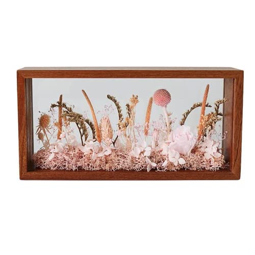 NatureMan Shadow Photo Frame,Wooden Double-Sided High-Definition Plexiglass Storage Box, DIY Display Box, Suitable for Dried Flowers, Specimens, Handicrafts (Walnut Brown)