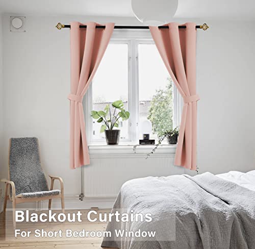 Image of Pink Curtains 45 Inch Length for Girls Room 2 Panel Grommet Drape Insulated Thermal Light Blocking Blackout Short Curtains for Bedroom Girl Kids Baby Nursery Canopy Bed Small Windows Pale Blush