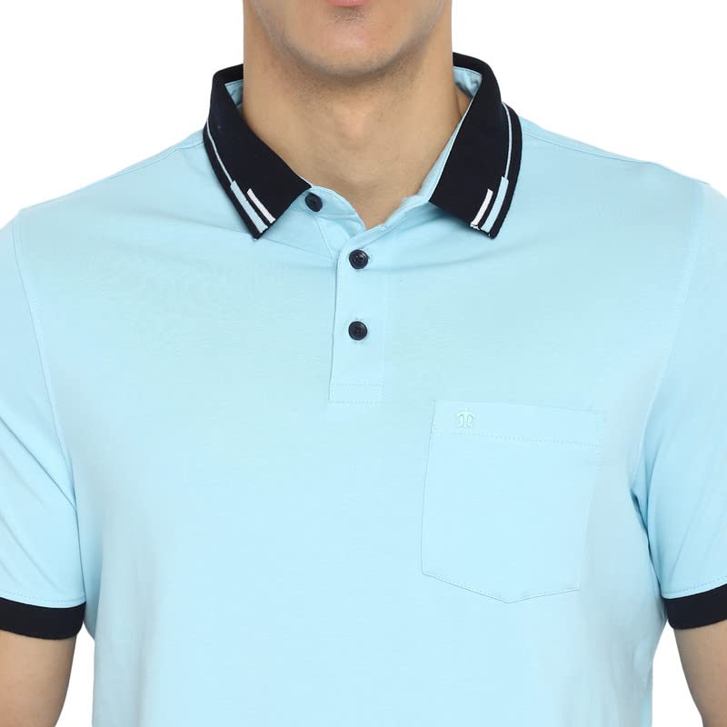 Image of Turtle Men Cotton Stretch White Plain Polo Neck Half Sleeve Casual T-Shirt