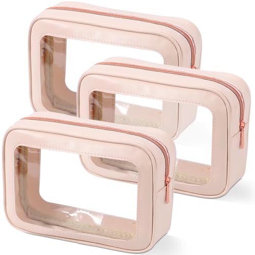 Image of YOPCDJ 3Pack Clear Toiletry Bag,TSA Approved Travel Makeup Pouch with Zipper for Cosmetics and Toiletries，Diaper Bag Organizer Pouch Set，Women's Purse Organizer and Clear Car Bag
