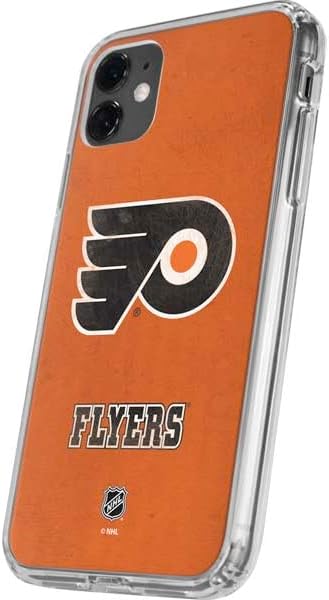 Skinit Clear Phone Case Compatible with iPhone 11 - Officially Licensed NHL Philadelphia Flyers Distressed Design