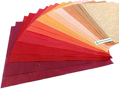Nava Chiangmai Thin Standard Color Of Mulberry Paper Sheets Paper Decorative Diy Craft Scrapbook Wedding Decorative Mulberry Paper Art Tissue Japan (Red Tone) #TOP3