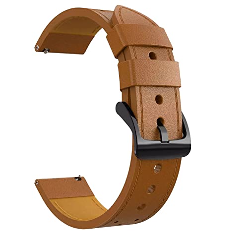 Bracelet cuir véritable 22 mm marron compatible Huawei Watch 3 Pro
