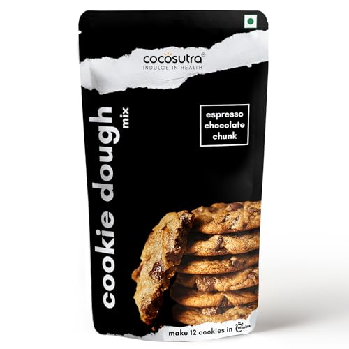 Image of COCOSUTRA Cookie Dough Espresso Chocolate Chunk | 100% Natural & Vegan | 3 Easy Steps for Perfect Cookies - Mix, Scoop & Bake - 220 g