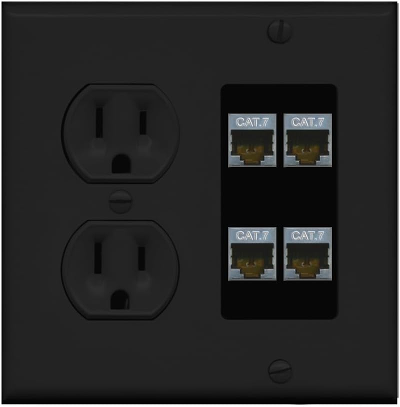 RiteAV 4 Port Cat7 Shielded Ethernet Wall Plate - Round Outlet [Stainless/White]