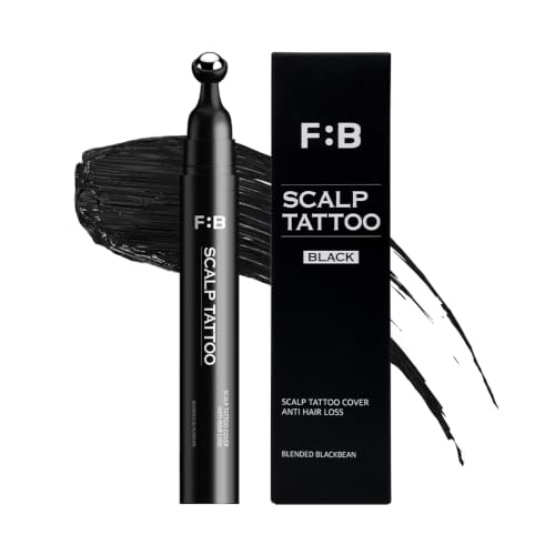 FORBEAUT Scalp Tattoo Black Hairline Filler for Thinning Spots & Parting Lines Water & Sweat Resistant Roller Type Dye Natural Finish 2-Week Lasting Easy 5-Min Application 15g