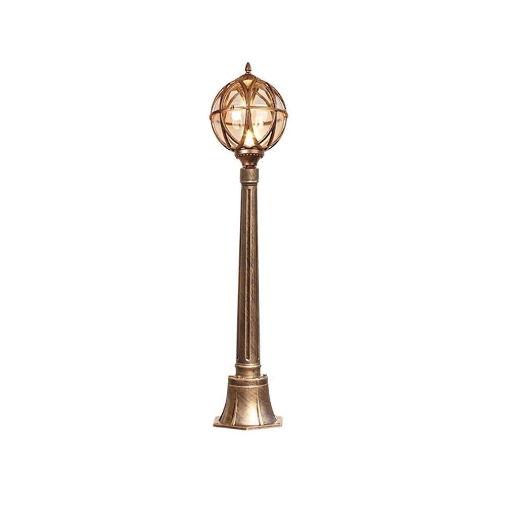QUSYZD Post Lights Outdoor,Courtyard E27 Column Light Villa Landscape Lighting Fixture European Traditional Mediterranean Aluminum Ball Streetlight Glass Globe Waterproof Lawn,Bronze-A2