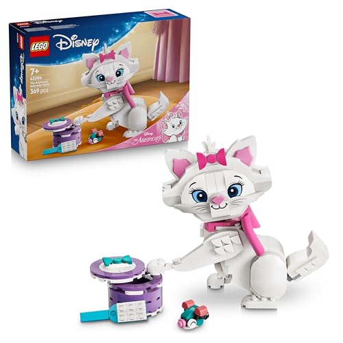 LEGO ǀ Disney L’Adorable Marie Les Aristochats - Jouet Chat - Figurine d'animal avec Accessoires Dont Nœud en Tissu - Décoration de Chambre DIY - Cadeau...