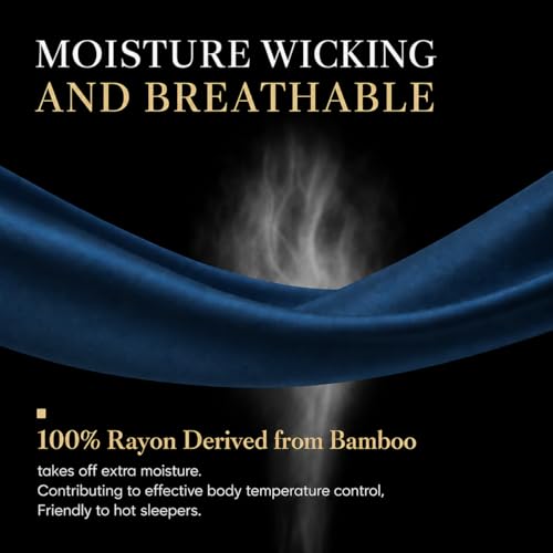 Image of Contour Pillowcase- Rayon Derived from Bamboo Cooling Pillow Case Cover for Contour Cervical Neck Pillow- Breathable Silky Soft Pillowcase for Hot Sleepers,24 x14 x5 /3.7 Inches 1 Piece Navy Blue