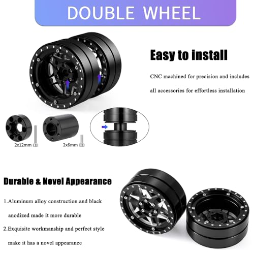 Jantes RC Dually Beadlock de 5,6 cm pour vos sorties tout-terrain en Axial
