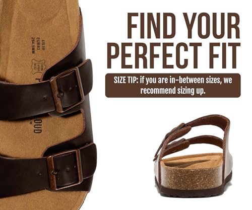 Image of Project Cloud Mens Sandals, 100% Genuine Leather Mens Slides (Heritage) | Memory Foam Insole & Cork Footbed Slides for Men Footwear Non Slip Summer Sandals for Men & Lightweight Sandals Men