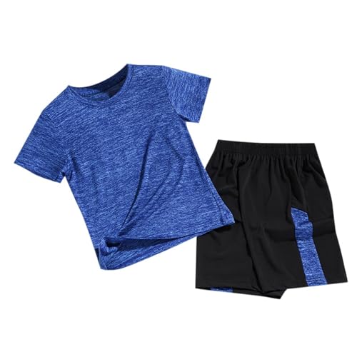 2026 T-shirt pour enfant garçon fille combinaison de sport à manches courtes T-shirt haut avec short d'été à séchage rapide Ensemble de vêtements de jogging Football Survêtement, Bu2, 11-12 ans