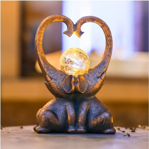 Statue d'éléphant solaire LED WHIMSYNOOK en résine de 20,3 cm