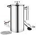 Caffettiera francese in acciaio inox da 3 cucchiai, 2 filtri extra), triplo filtrato, termopressa per la preparazione di tè francese a doppia parete isolata per viaggi a casa