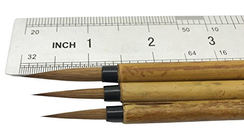 Easyou Chinese Painting Brush Scriptliner Brush For Elaborate-Style Painting (Gongbi) And Outlining Inking The Lines Pure Weasel Hair Lms 3Pcs/Pack #TOP2