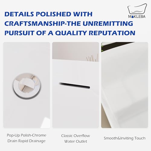 Image of 47 inch Lucite Acrylic Freestanding Bathtub，Square Shape Janpanese Soaking Tub with Seat Desgin,Toe-tap Chrome Right Drain, Slotted Overflow, cUPC Certified, 37 Gray