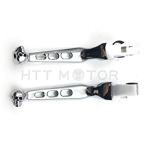 HTTMT MT241-020A-CD Chrome CNC Aluminum Black Brake Clutch Skull Zombie Lever Compatible with Harley Davidson Sportster Softail