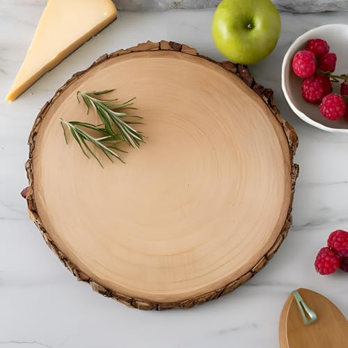 Decor Essentials Rustic Wood Slice Plate Grazing Board Log Slab Cake Stand Wedding Table Decoration (29cm - 33cm)