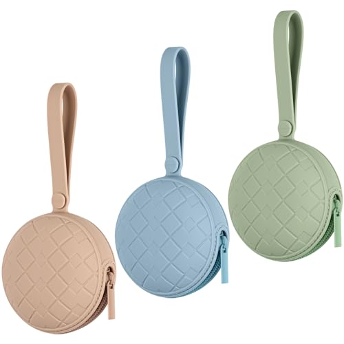 Image of Silicone Pacifier Holder Case, Pack of 3 Baby Silicone Pacifier Holder for Boys & Girls, Portable Silicone Pacifier Container Case (Color 1)