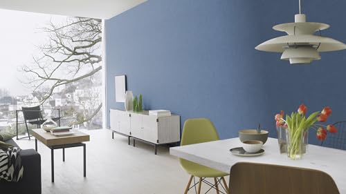 Papier peint intissé bleu clair uni aspect lin Rasch Paraiso - 6