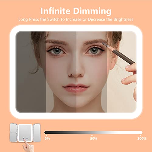 Touchfeel Travel Makeup Mirror With Light, Rechargeable 1X/3X/7X Magnifying Lighted Vanity Compact Mirror With 72 Led, Portable Led Makeup Mirror With 3 Color Lights And Touch Sensor Design (White) #TOP2