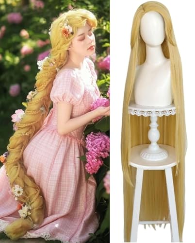 JoneTing 160cm/ 62 Inch Long Blonde Wig for Adult Long Straight Blonde Wig for Women Princess Wigs Blond Wigs Anime Hair for Halloween Peluca for Christmas Party+Hair Cap