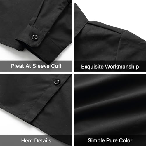 Image of LittleSpring Girls Long Sleeve Uniform Shirts Peter Pan Collar Poplin Blouse