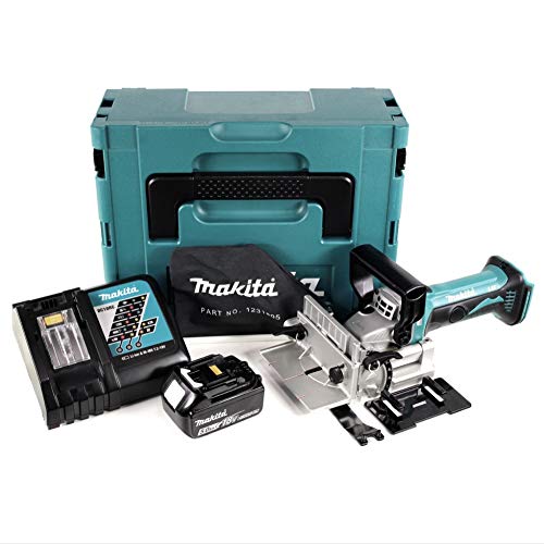 Makita DPJ 180 RT1J - Fresadora de batería de iones de litio (18 V, 1 batería de 5,0 Ah y cargador)