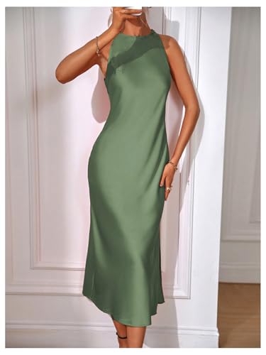 Image of Floerns Women's Elegant Sleeveless Crew Neck Maxi Dress Slit Cocktail Tank Dress