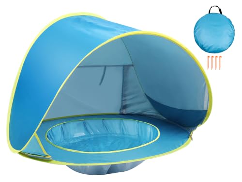 Kapeazo Baby Beach Tent with Pool, Portable UV Protection Sun Shelter for Infant, Pop Up Instant Beach Tent for Baby