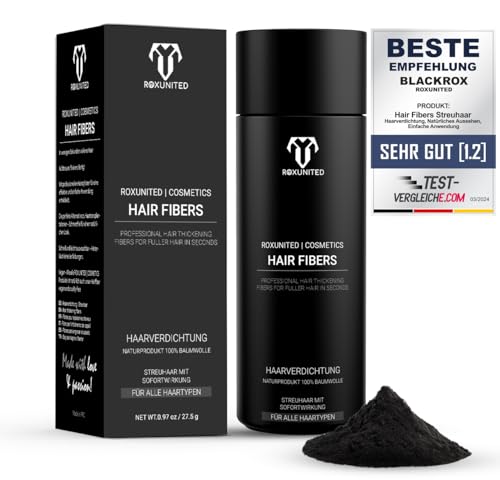 ROXUNITED Streuhaar & Haarpuder 27,5G [Schwarz] Vergleichssieger 2024 | Für Männer & Frauen...