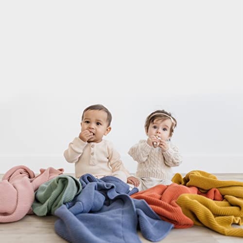 Image of Natemia 100% Organic Cotton Knitted Baby Receiving Blanket for Newborn, Infant & Toddler - Ultra Soft 30 inch x 40 inch Crib, Stroller & Nap Time Cover for Boys and Girls - Baby Cotton Blanket