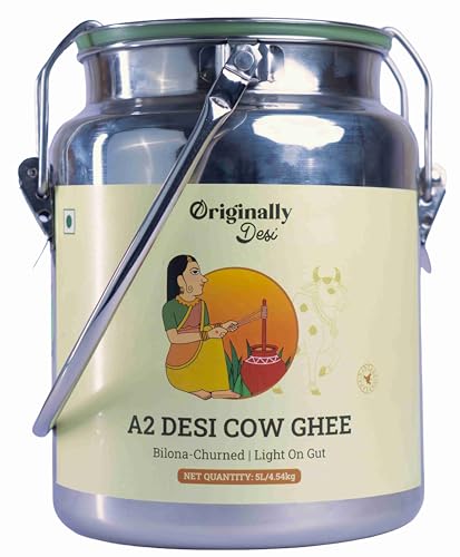 Image of Originally Desi A2 Desi Cow Ghee (5 Litre Dolchi)| Traditional Bilona Churned | Cultured Ghee | Cow Milk Ghee | Free Grazed Desi Cows | Pure, Organic & Natural | Lab Tested