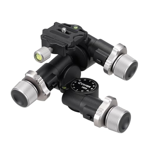 Cayer HD3 Geared Tripod Head Micro Adjust 360 Arca QR Plate