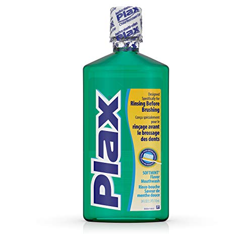 Plax Oral Rinse Mouthwash, Daily Mouth Rinse Designed Specifically for Rinsing Before Brushing, with a Refreshing Soft Mint Flavor, 24 fl. oz