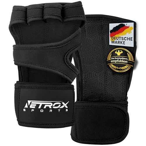 NetroxSports - Trainingshandschuhe mit Handgelenkbandage für Krafttraining Kraftsport - Fitness...