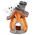 URMAGIC Aquarium Ornament Halloween Pumpkin Ghost House Figurine, 1 Pcs Resin Fish Tank Pumpkin Ghost Statue Decor,12x10cm Resin Fish Cave Aquarium Decor,Halloween Decorations
