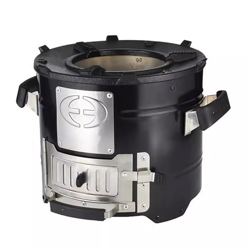 Imagen de Estufa de Leña Pequeña Construcción de Acero Al Carbono con Asa Estufa Leña Interior Pequeña Ventilación Ajustable Apto para Hervir Agua y Calentar