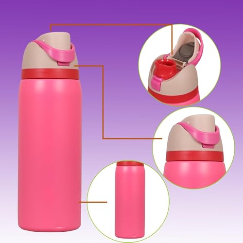 Image of FreeSip Flip-Top Water Bottle for Kids & Adults, Leakproof One-Hand Open Lid, BPA-Free, Easy Carry for School, Office, Sports & Travel - 32 oz (Flamingo, 960 ml)