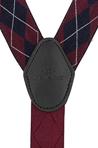 Image of The Tie Hub Different Y Back Style with Clip on 3cm Strap Width Elastic Suspenders for Men