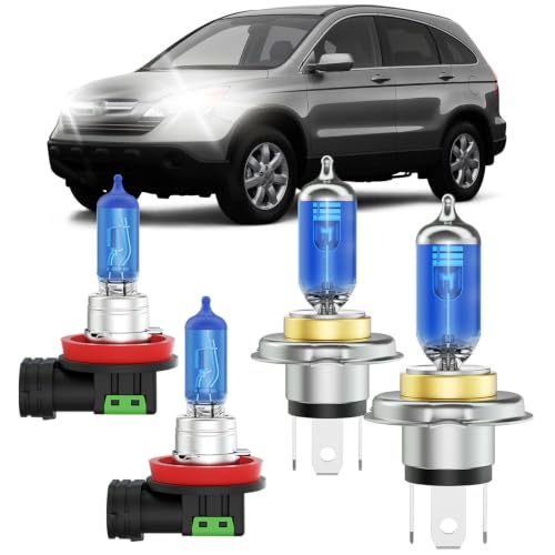 Image of XFLHEHD Fits for 2007-2014 Honda CRV Halogen Headlight Bulbs Combo, Ultra Bright 5000K White Halogen Bulbs and Fog Light Bulbs, Plug and Play, 4 Pack
