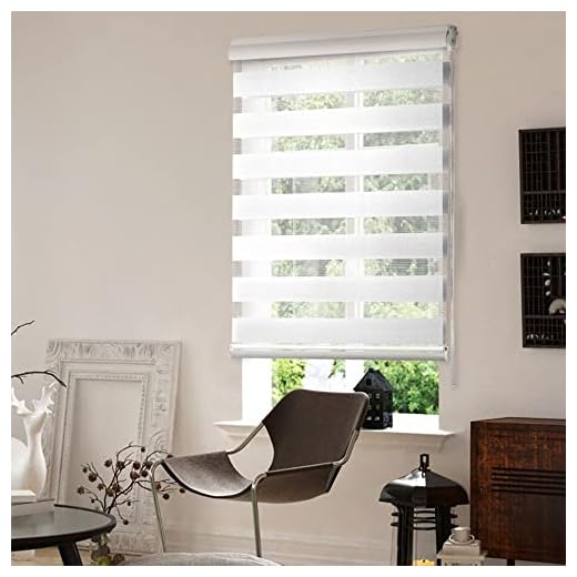 Persiana para Janela Rolo Tecido Duplo com Faixas Opacas e Transparentes, L 1,60 m x A 1,60 m, Branca