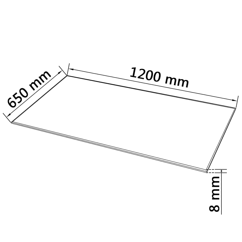 Piano da tavolo in vetro temperato, rettangolare, 1200 x 650 mm, per tavolo da pranzo, tavolino da salotto, tavolo da giardino, spessore e durevole, per protezione e copertura, design semplice