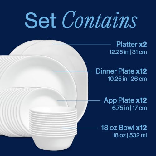 [AC] $99.99 | 38-Piece Corelle Vitrelle Service for 12 Dinnerware Set (Winter Frost White) - image 3