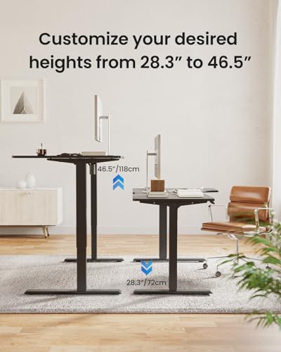 Image of FEZIBO L Shaped Electric Corner Standing Desk, 55x32 inch Home Office & Computer Height Adjustable Table with 4 Memory Height Settings, Ergonomic Sit and Stand Desk with Splice Board, Black Top