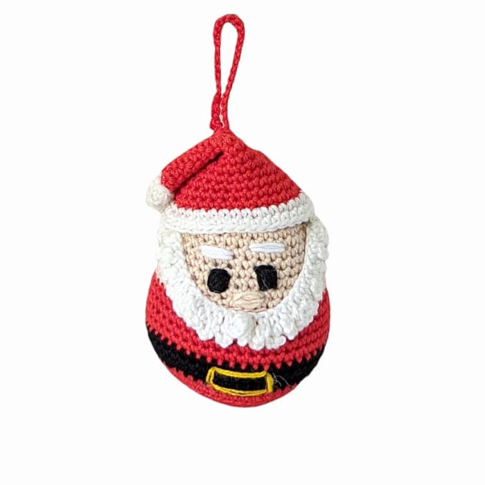 Happy Threads, Handcrafted Crochet Christmas Tree Ornament, Santa- Festive Home Decor & Gifting Items, Eco-Friendly Christmas Decorations for Home,Office and Other Spaces