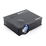 proyector uc40 Durable Proyector UC40 LED proyector portátil, 1200 lúmenes Mini Cine en casa Soporte PC/Ordenador portátil/de la Caja de TV y más, con HDMI/TV/VGA/AV/LFQ Resolución-Negro 800 * 481 Interfaz USB /